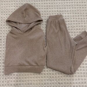 ALO Ribbed Brown Sweatpants & Hoodie Set
